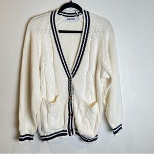 Rumored Scholar Grandpa Cardigan Sweater Oversized Cable Knit Size Small Stripe